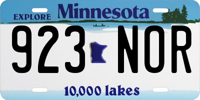 MN license plate 923NOR