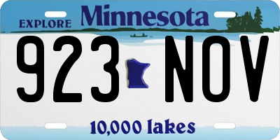 MN license plate 923NOV