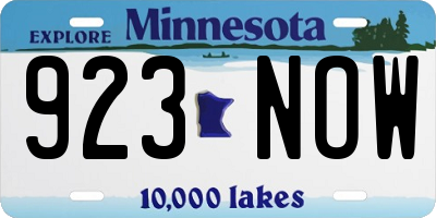MN license plate 923NOW
