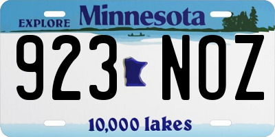 MN license plate 923NOZ