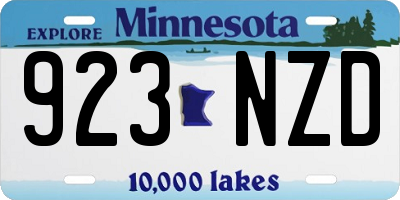 MN license plate 923NZD