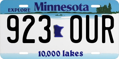 MN license plate 923OUR