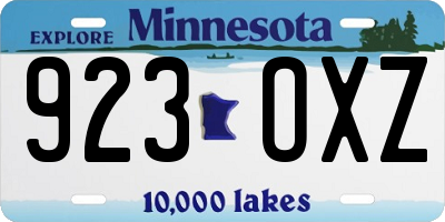 MN license plate 923OXZ