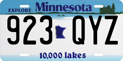MN license plate 923QYZ