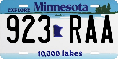 MN license plate 923RAA