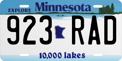 MN license plate 923RAD