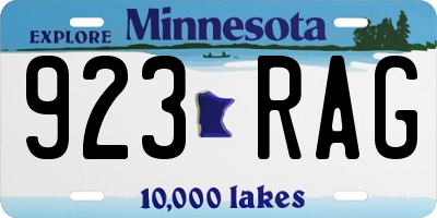 MN license plate 923RAG