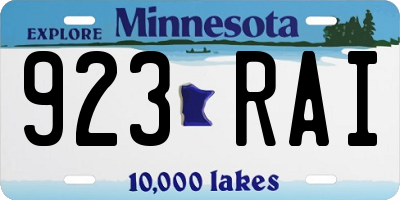 MN license plate 923RAI
