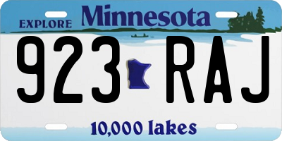 MN license plate 923RAJ