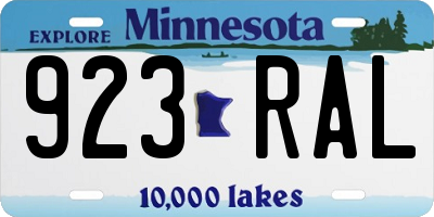 MN license plate 923RAL