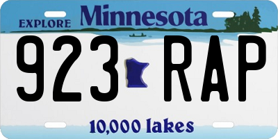 MN license plate 923RAP