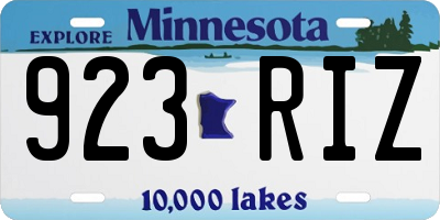 MN license plate 923RIZ