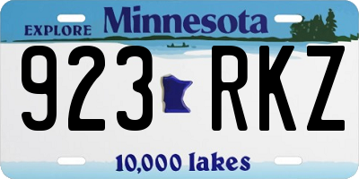 MN license plate 923RKZ
