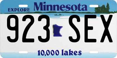 MN license plate 923SEX