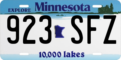 MN license plate 923SFZ