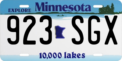 MN license plate 923SGX