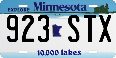 MN license plate 923STX
