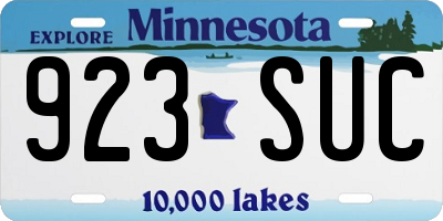 MN license plate 923SUC