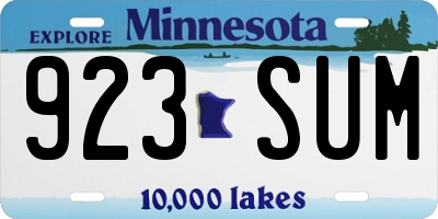 MN license plate 923SUM