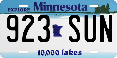 MN license plate 923SUN