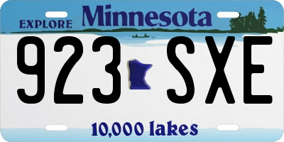 MN license plate 923SXE