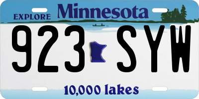 MN license plate 923SYW