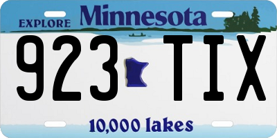 MN license plate 923TIX
