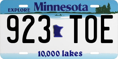 MN license plate 923TOE