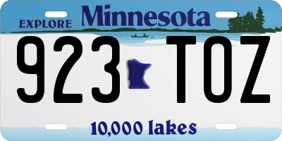 MN license plate 923TOZ
