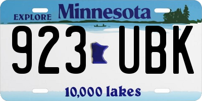 MN license plate 923UBK