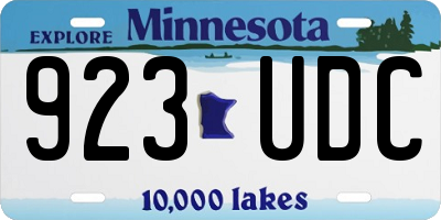 MN license plate 923UDC