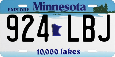 MN license plate 924LBJ