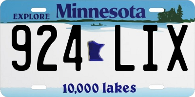 MN license plate 924LIX