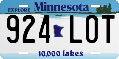 MN license plate 924LOT