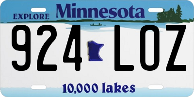 MN license plate 924LOZ