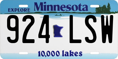 MN license plate 924LSW
