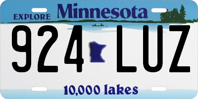 MN license plate 924LUZ