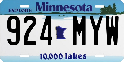MN license plate 924MYW