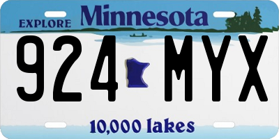 MN license plate 924MYX