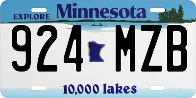 MN license plate 924MZB