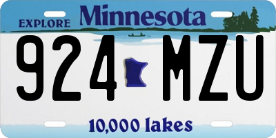 MN license plate 924MZU