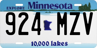 MN license plate 924MZV