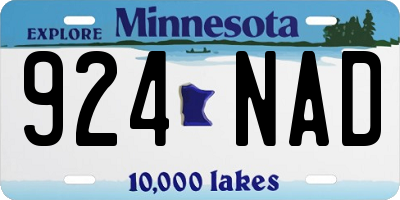 MN license plate 924NAD