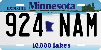 MN license plate 924NAM