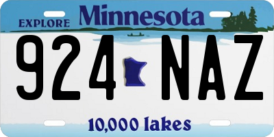 MN license plate 924NAZ