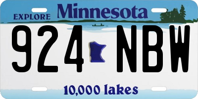 MN license plate 924NBW