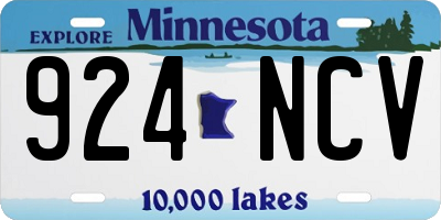 MN license plate 924NCV