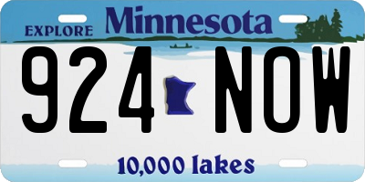 MN license plate 924NOW