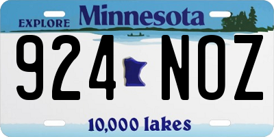 MN license plate 924NOZ