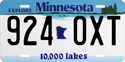 MN license plate 924OXT